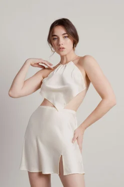 Tobi Misi Satin Crop Top And Mini Skirt Set -