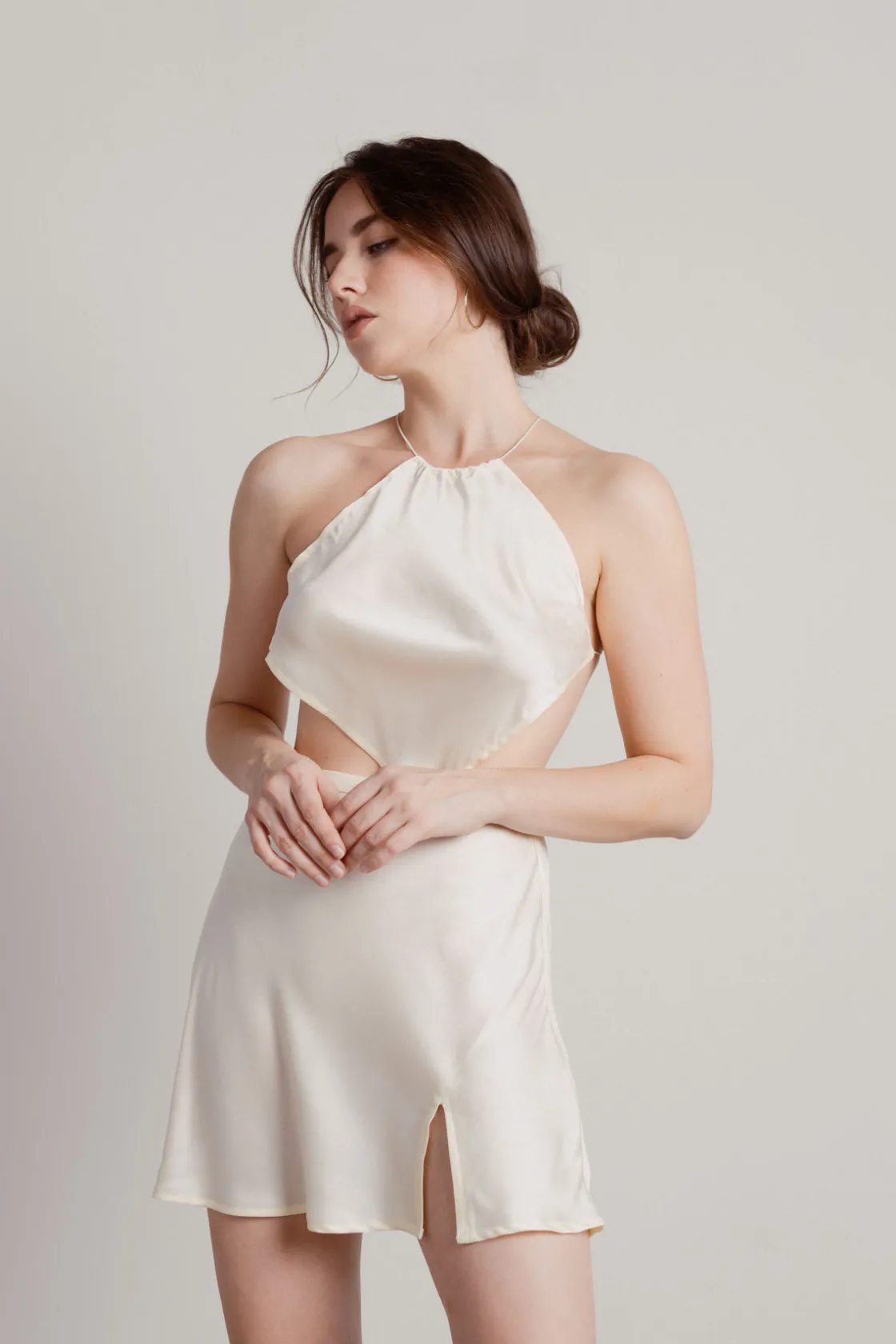 Tobi Misi Satin Crop Top And Mini Skirt Set -