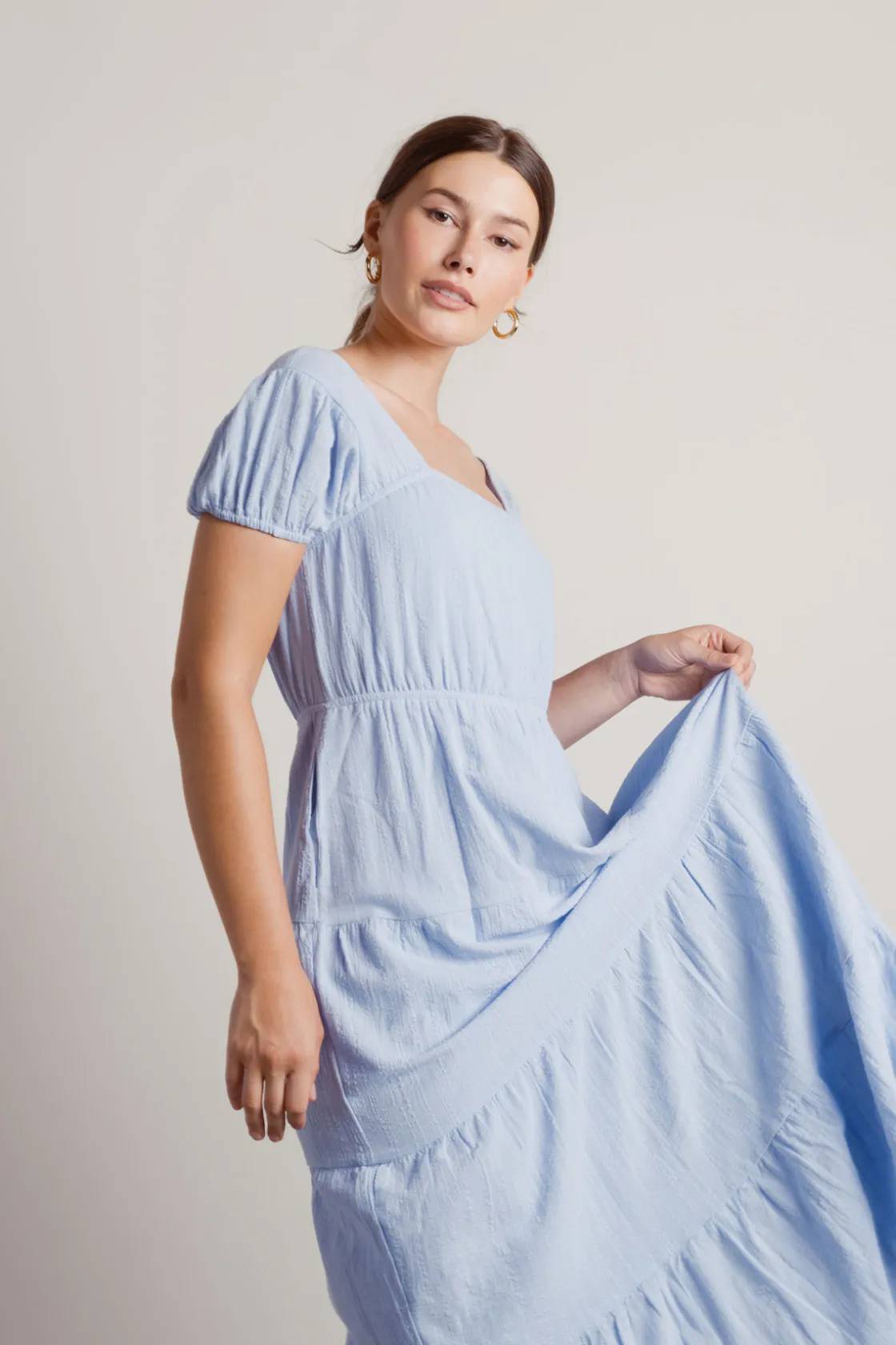 Tobi Misty Tiered A-line Midi Dress -