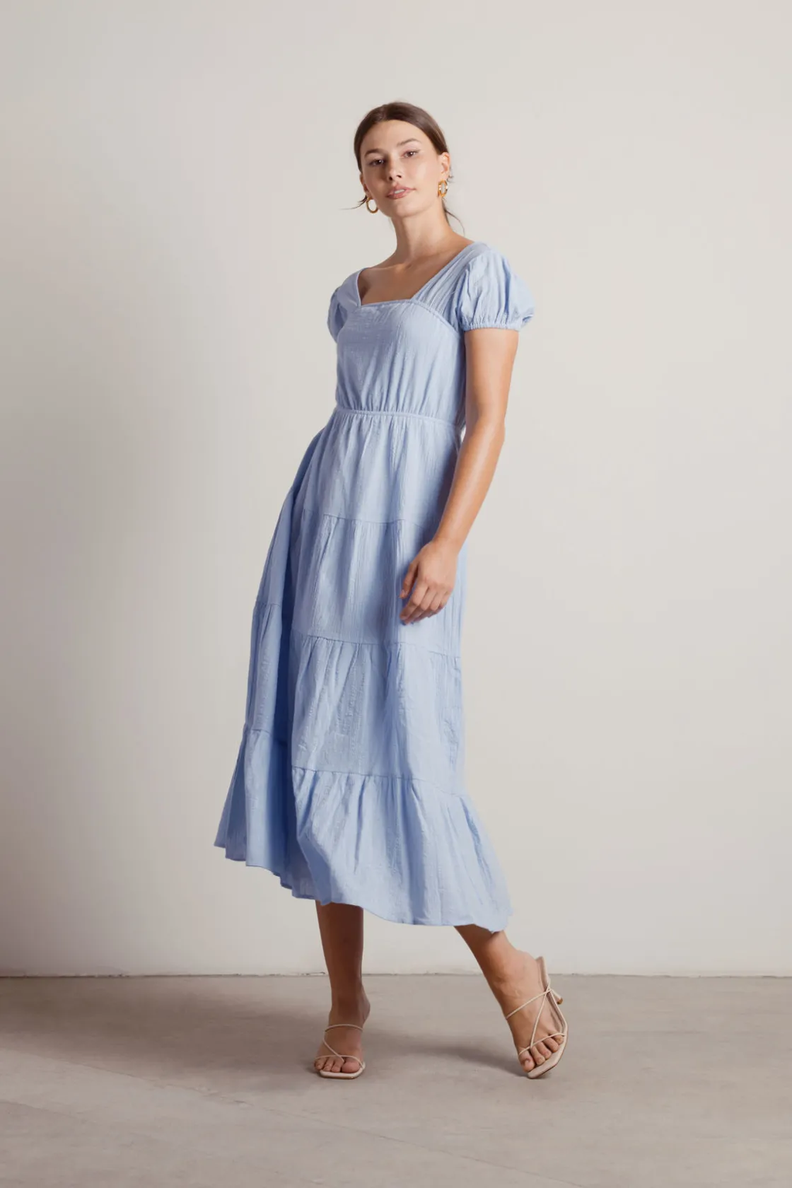 Tobi Misty Tiered A-line Midi Dress -