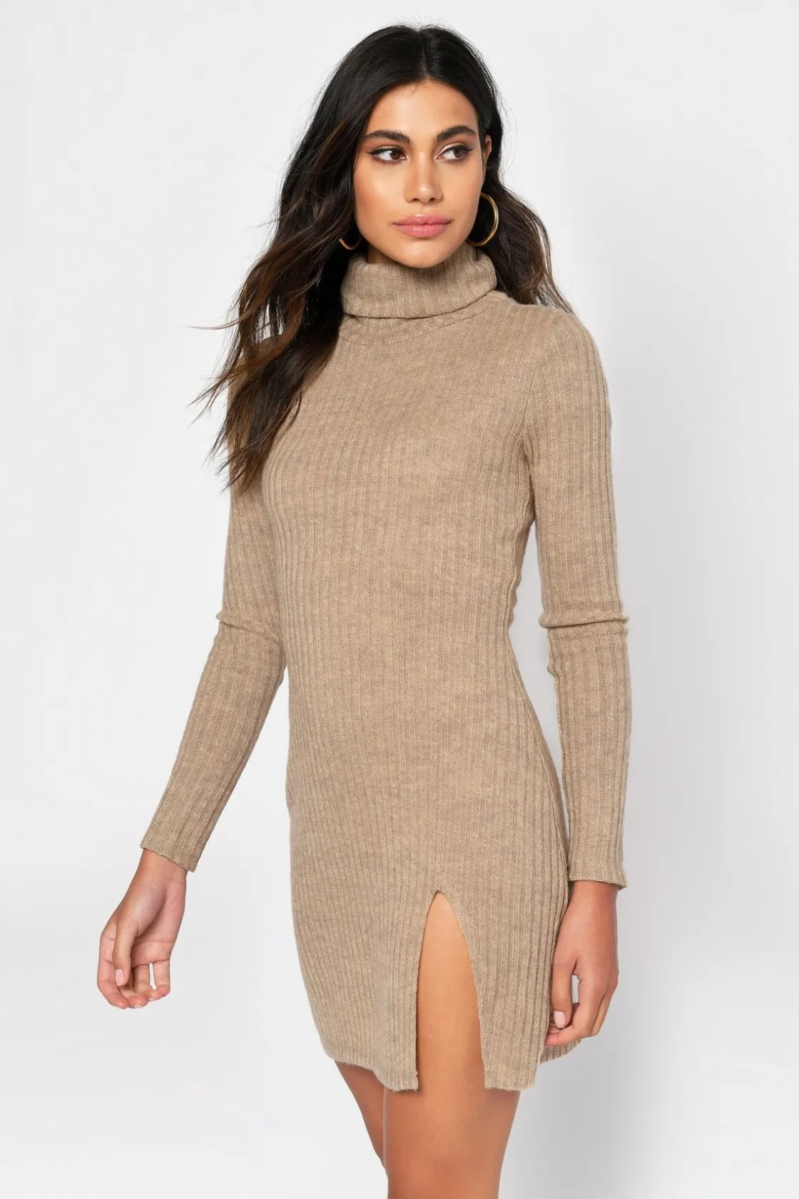 Tobi Misunderstood Ribbed Turtleneck Mini Dress -