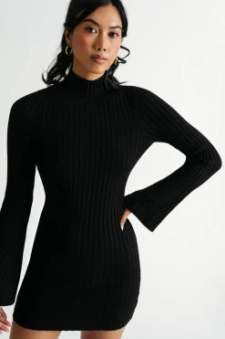 Tobi Miya Open Back Long Sleeve Sweater Mini Dress