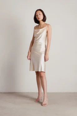 Tobi Momentum Satin Cami Midi Dress - Cocoa