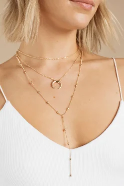 Tobi Mona Crescent Moon Layered Necklace