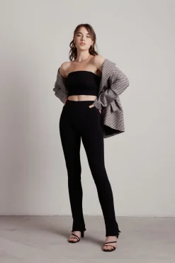 Tobi Monique Ribbed Tube Top Pants Set - Beige
