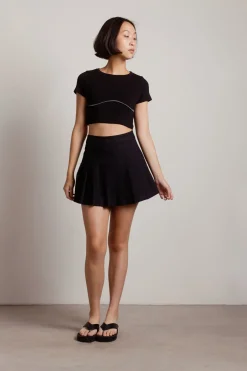 Tobi Moonball Tennis Skirt - Black