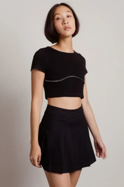 Tobi Moonball Tennis Skirt - Black