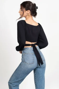 Tobi Move On Crop Top - Navy Satin Leopard