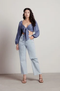 Tobi Move On Crop Top - Navy Satin Leopard
