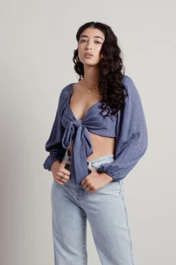 Tobi Move On Crop Top - Navy Satin Leopard