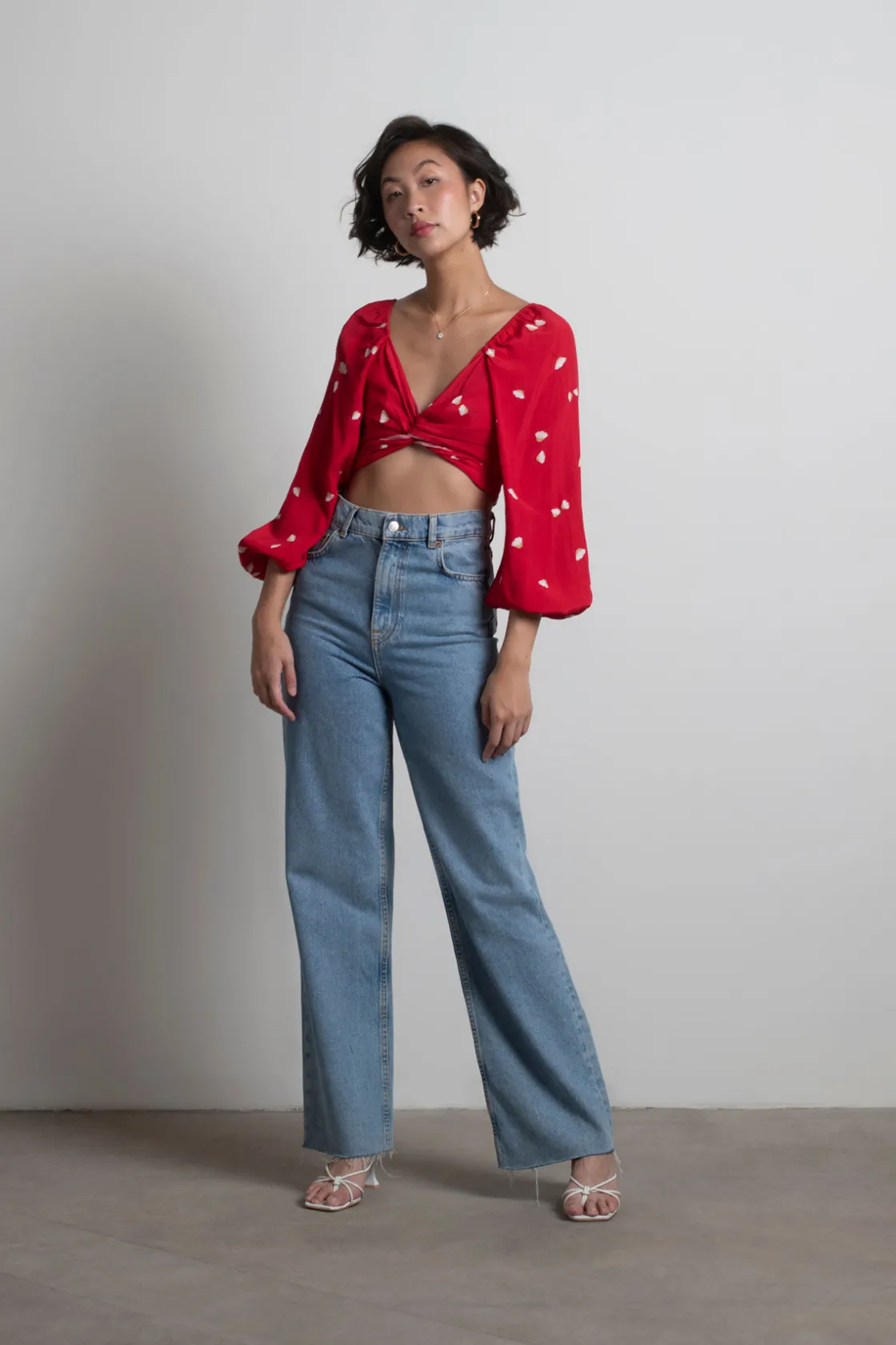 Tobi Move On Crop Top - Navy Satin Leopard