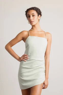 Tobi Moving On Cross Back Asymmetrical Mini Dress - Sage