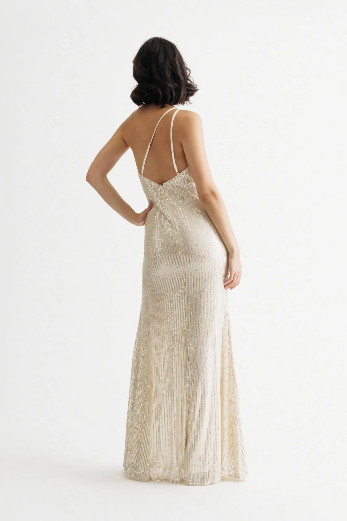 Tobi Muna Sequin High Slit Maxi Dress -