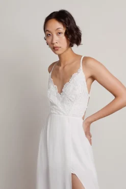 Tobi My Moment Crochet High Slit Maxi Dress - Off White