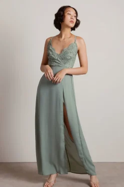 Tobi My Moment Crochet High Slit Maxi Dress - Off White