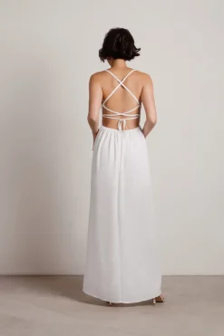Tobi My Moment Crochet High Slit Maxi Dress - Off White