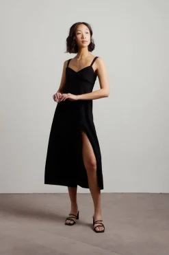 Tobi My Sweetheart Ruched Midi Dress - Black