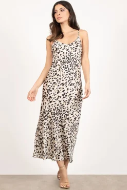 Tobi Mya Leopard Print Satin Maxi Dress -