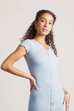 Tobi Nanae Ribbed Button Up Mini Dress -