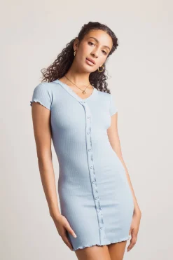Tobi Nanae Ribbed Button Up Mini Dress -