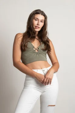Tobi Natalia Crop Top - Olive