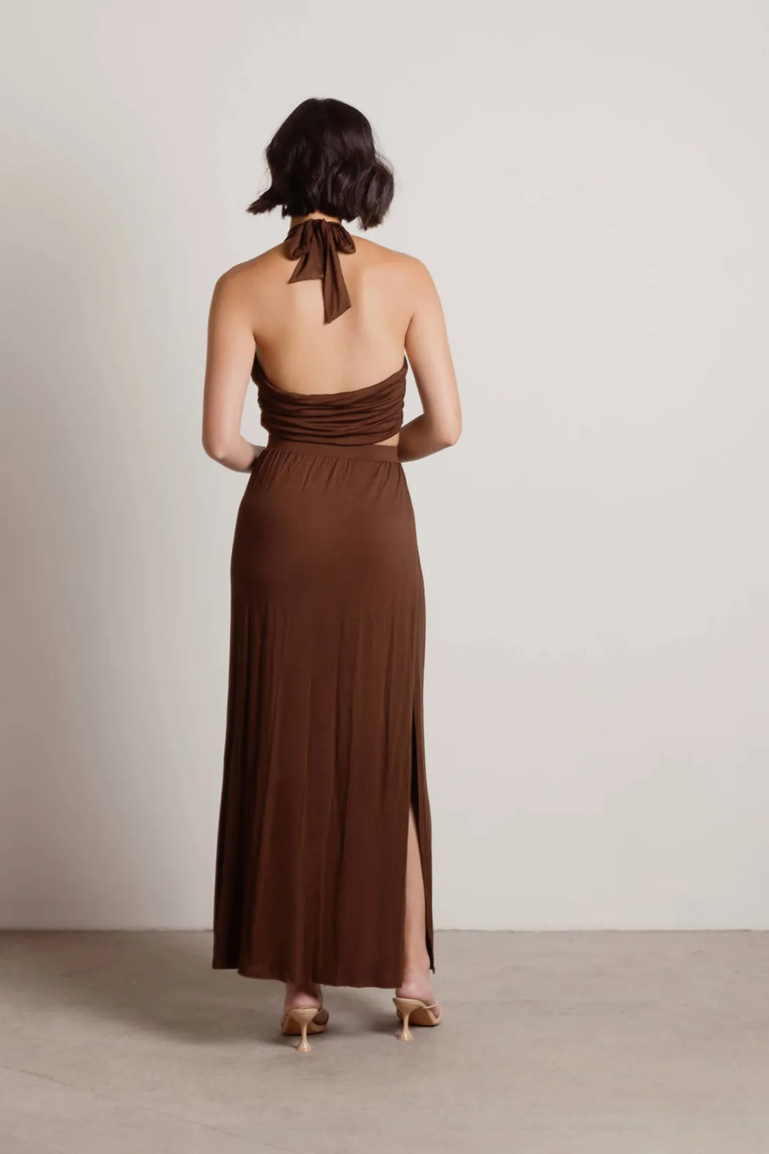 Tobi Naya Cross Halter Top And Slit Maxi Skirt Set -
