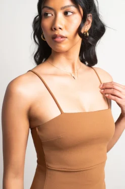 Tobi Nayasha Asymmetrical Bodycon Mini Dress - Brown