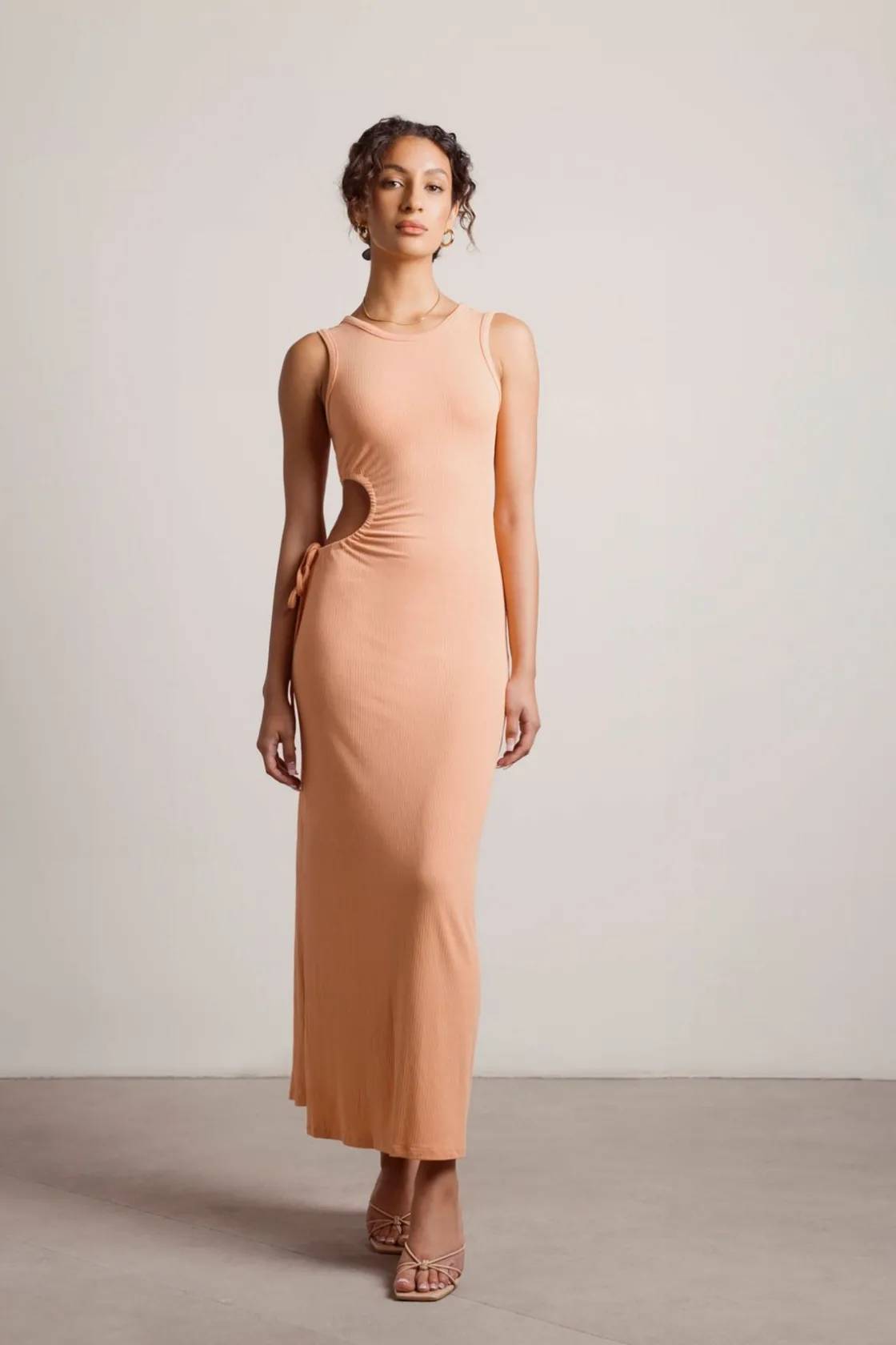 Tobi Nectarine Juice Cutout Slit Maxi Dress -