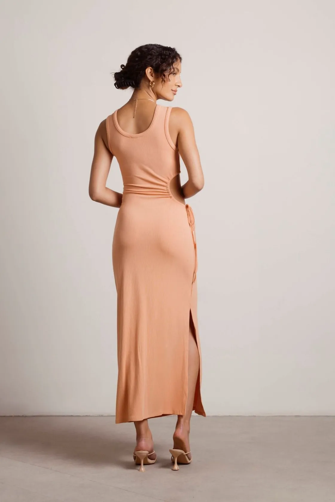 Tobi Nectarine Juice Cutout Slit Maxi Dress -