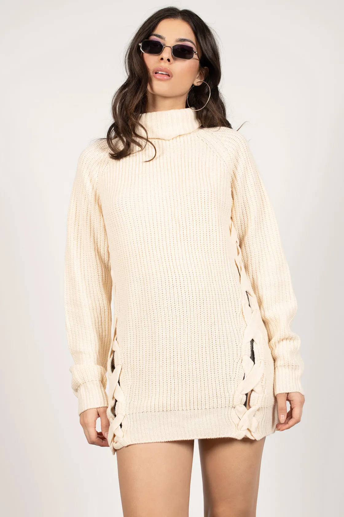 Tobi Need You Lace Up Mini Dress - Cream