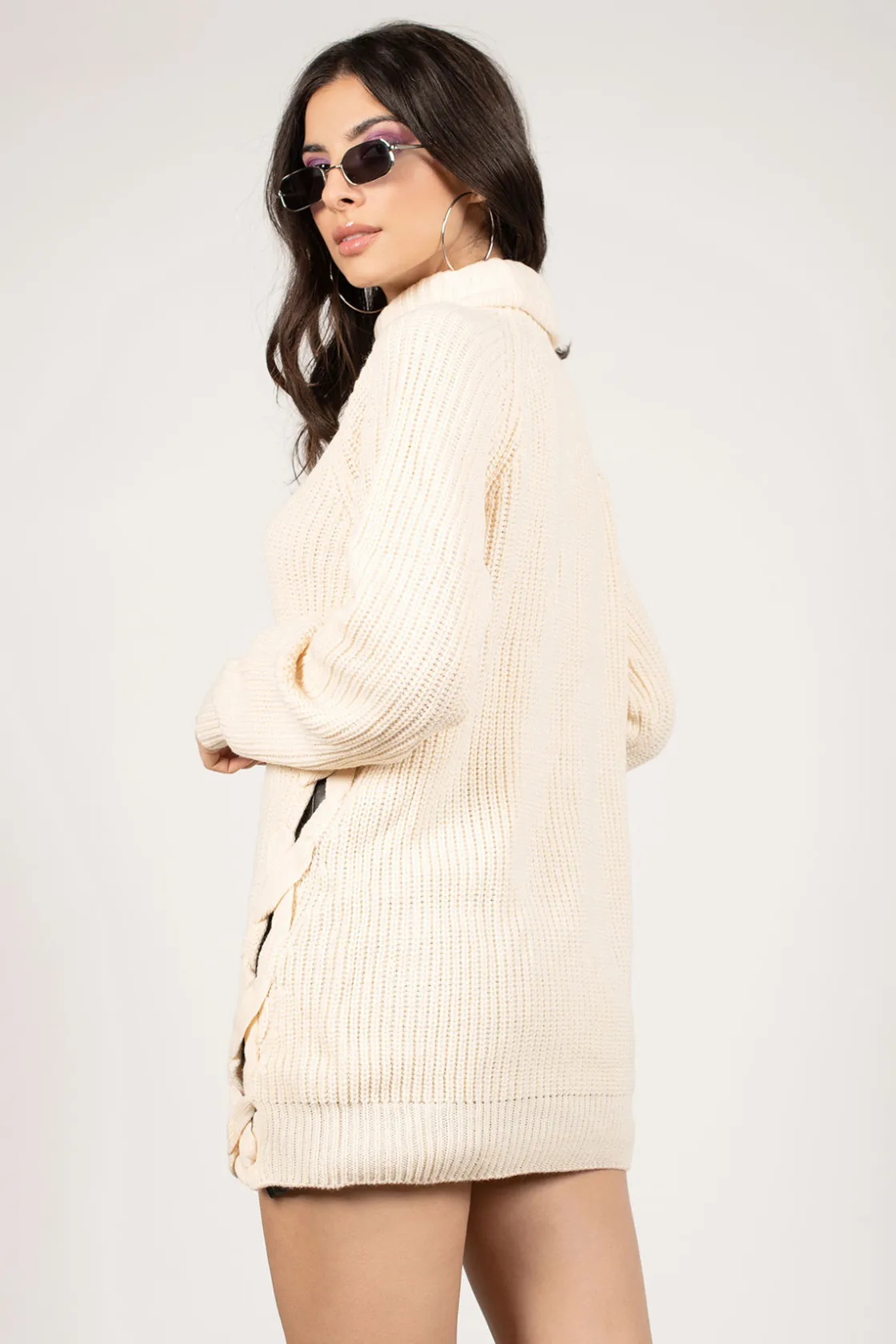 Tobi Need You Lace Up Mini Dress - Cream