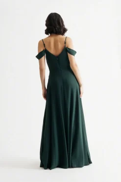 Tobi Nelli Cold Shoulder High Slit Maxi Dress - Ivory