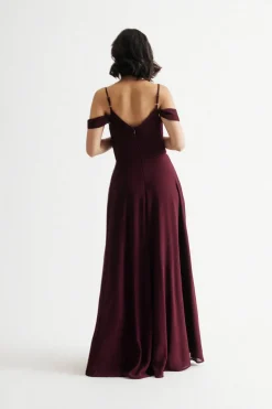 Tobi Nelli Cold Shoulder High Slit Maxi Dress - Ivory