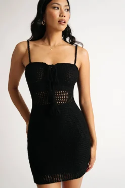 Tobi Nephele Crochet Knitted Bodycon Mini Dress