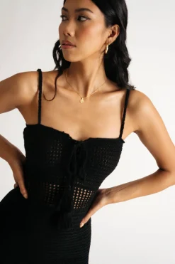 Tobi Nephele Crochet Knitted Bodycon Mini Dress