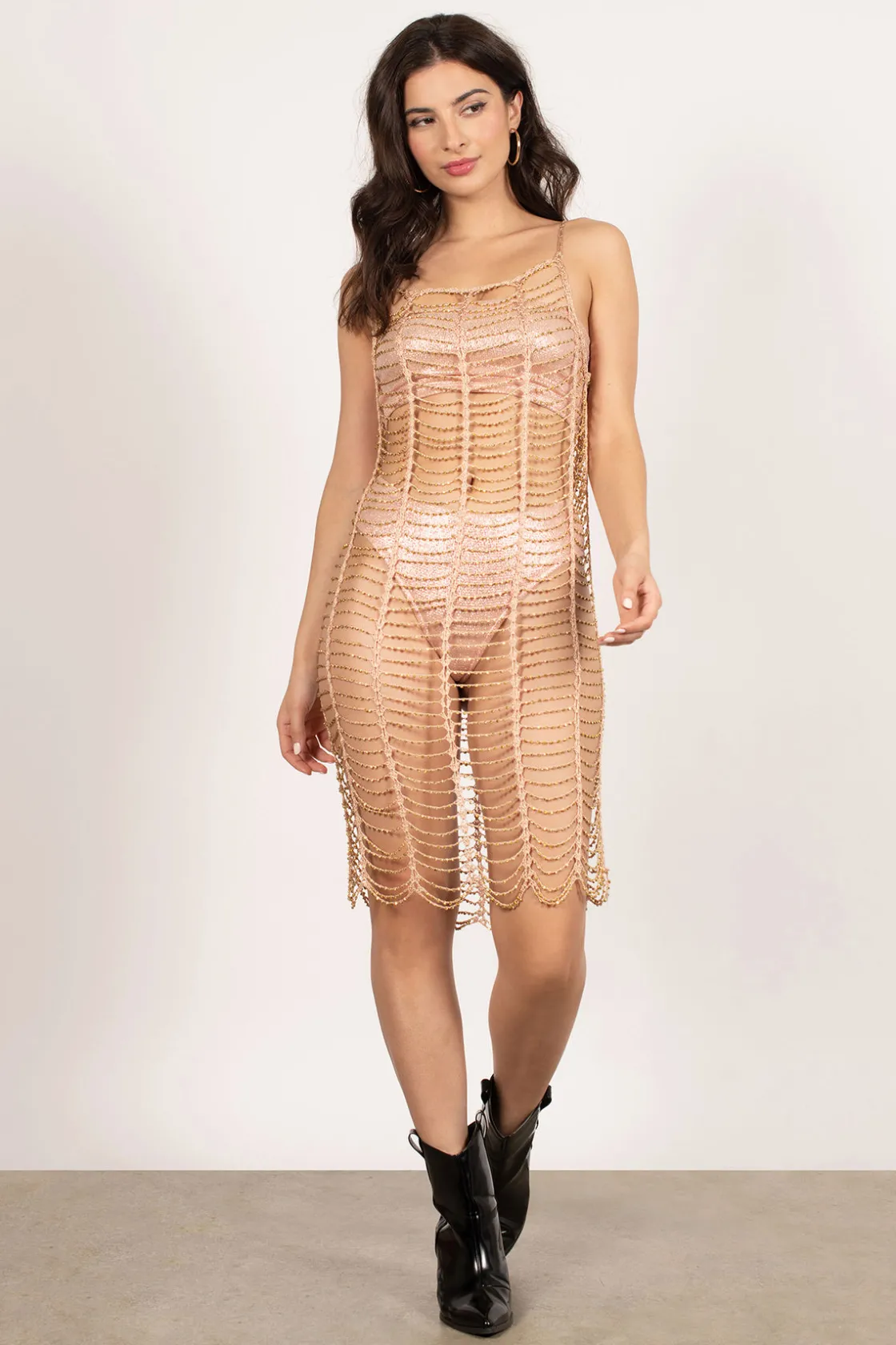 Tobi Net Worth Embellished Chain Midi Dress -