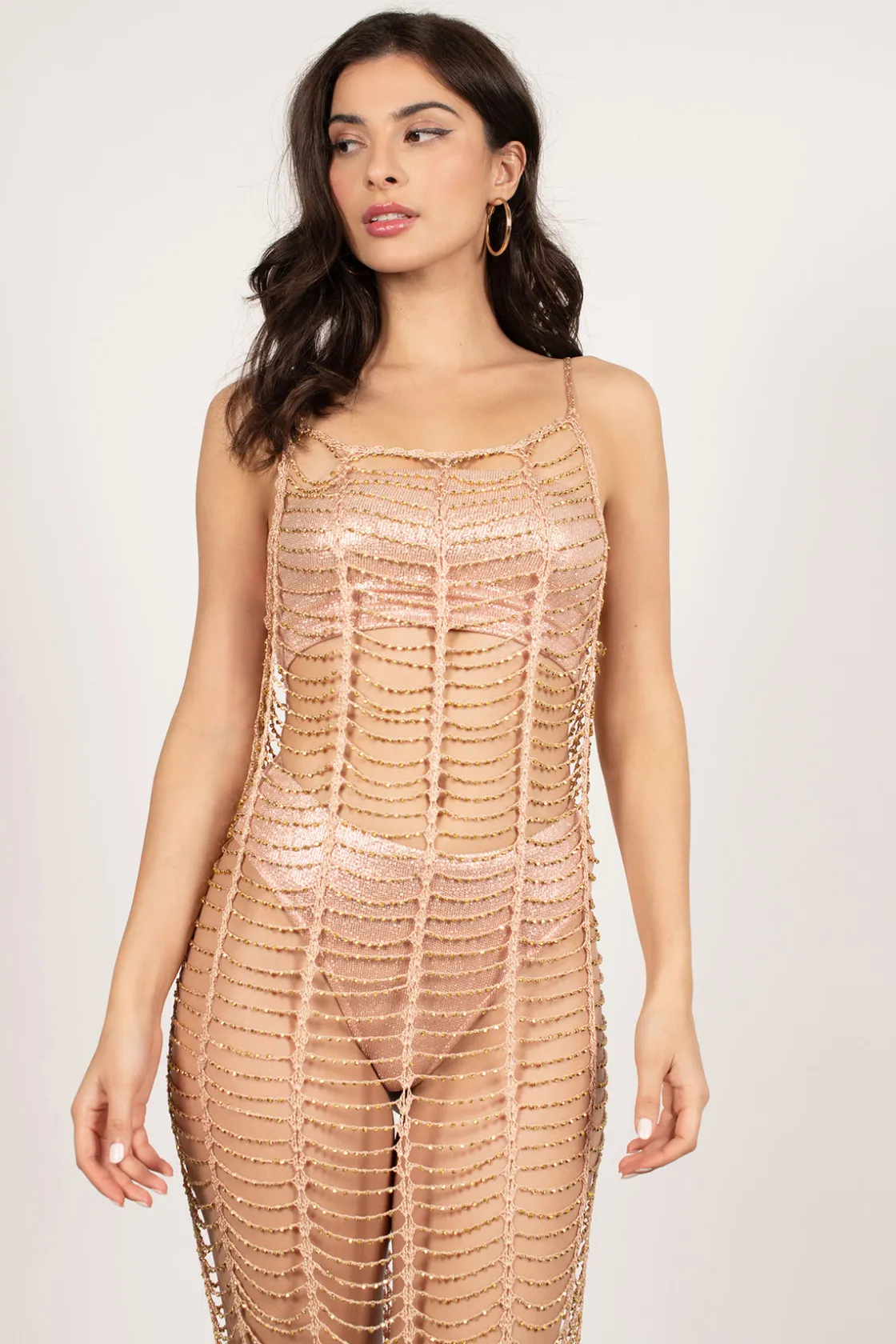 Tobi Net Worth Embellished Chain Midi Dress -