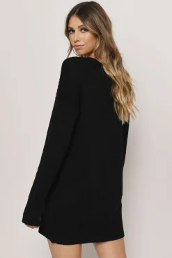Tobi Never Forget You Lace Up Sweater Mini Dress - Taupe