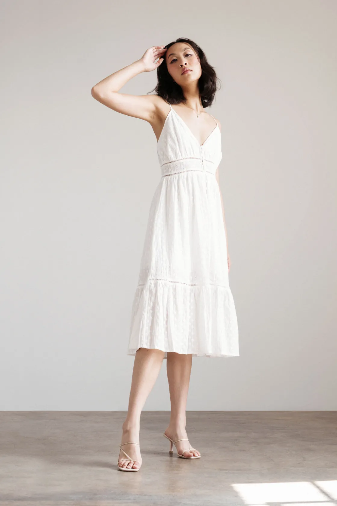 Tobi Next Best Thing Lace Eyelet Midi Dress -