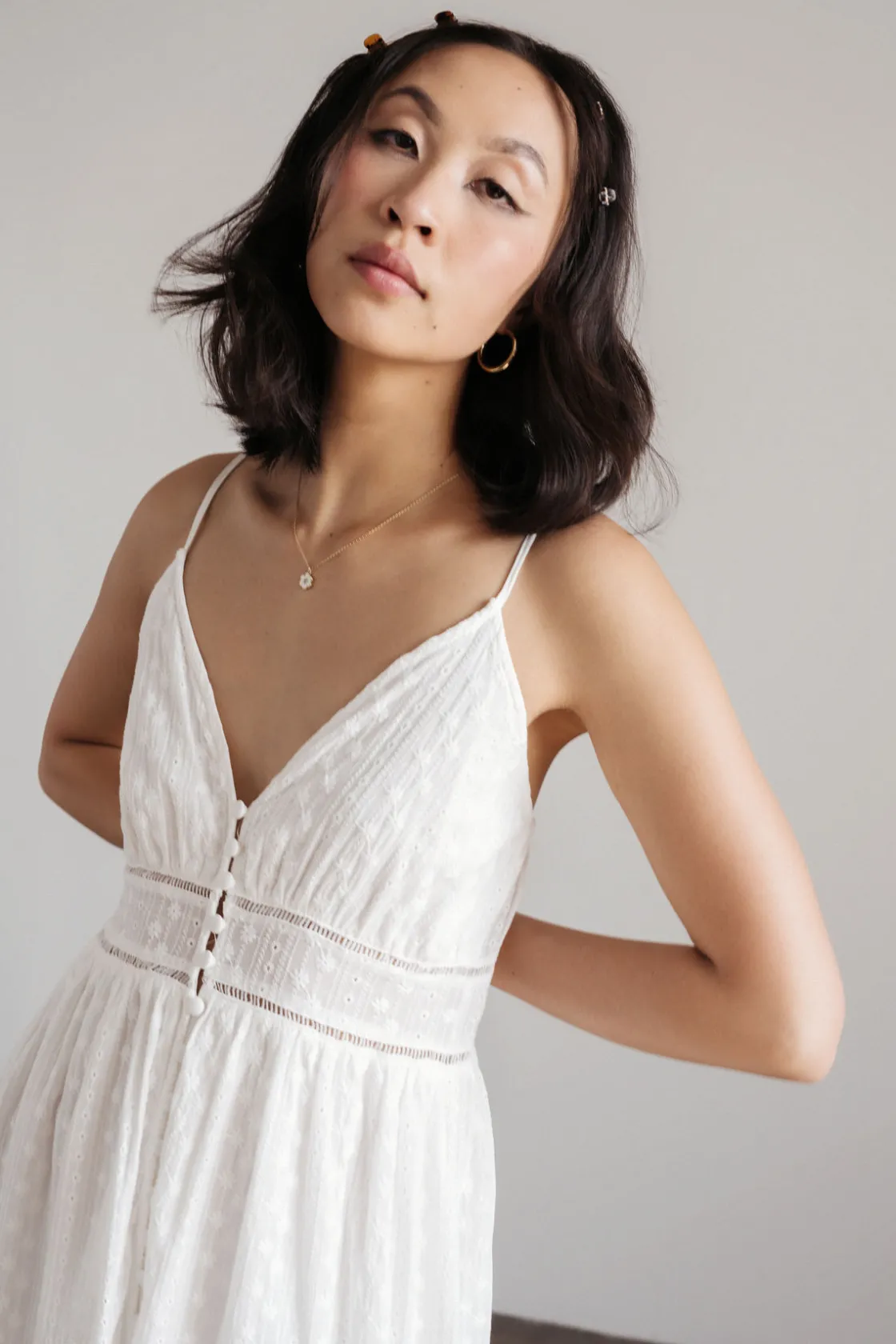 Tobi Next Best Thing Lace Eyelet Midi Dress -