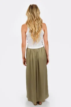 Tobi Nichole Side Slit Maxi Skirt - Sage