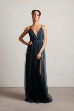 Tobi Night To Remember Chiffon Double High Slit Maxi Dress - Ivory