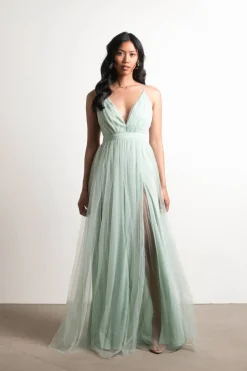 Tobi Night To Remember Chiffon Double High Slit Maxi Dress - Ivory