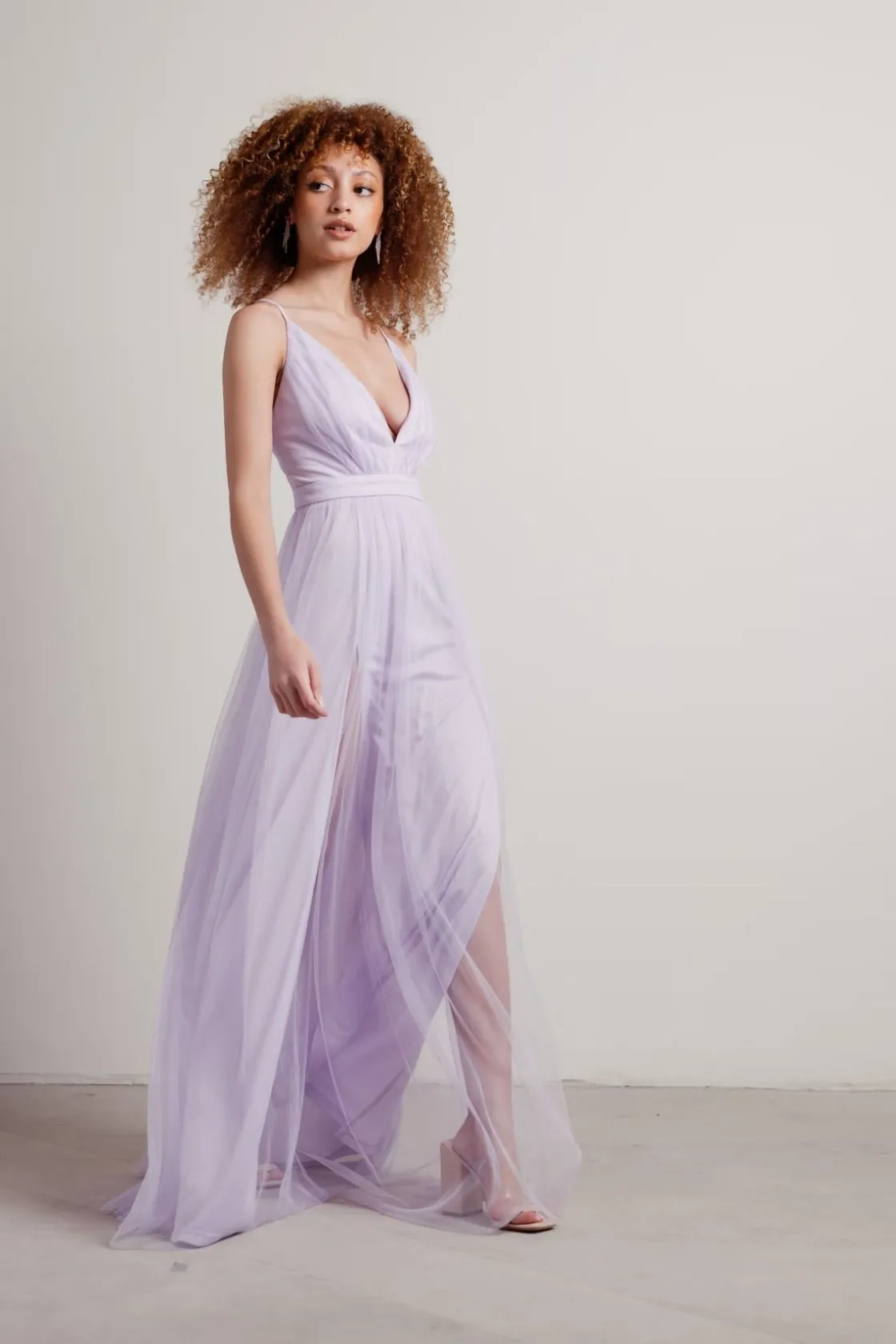 Tobi Night To Remember Chiffon Double High Slit Maxi Dress - Ivory