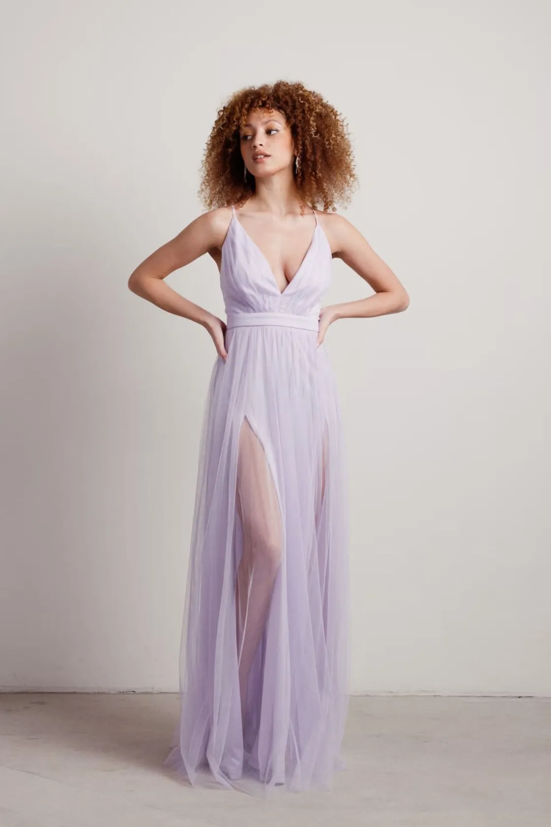 Tobi Night To Remember Chiffon Double High Slit Maxi Dress - Ivory