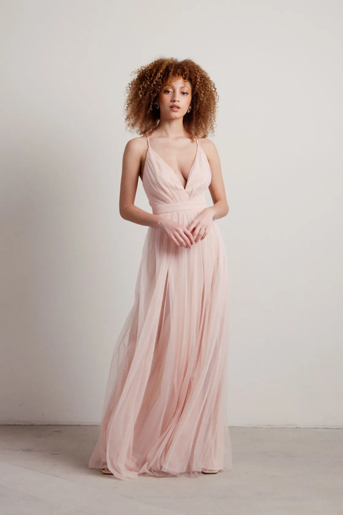 Tobi Night To Remember Chiffon Double High Slit Maxi Dress - Ivory