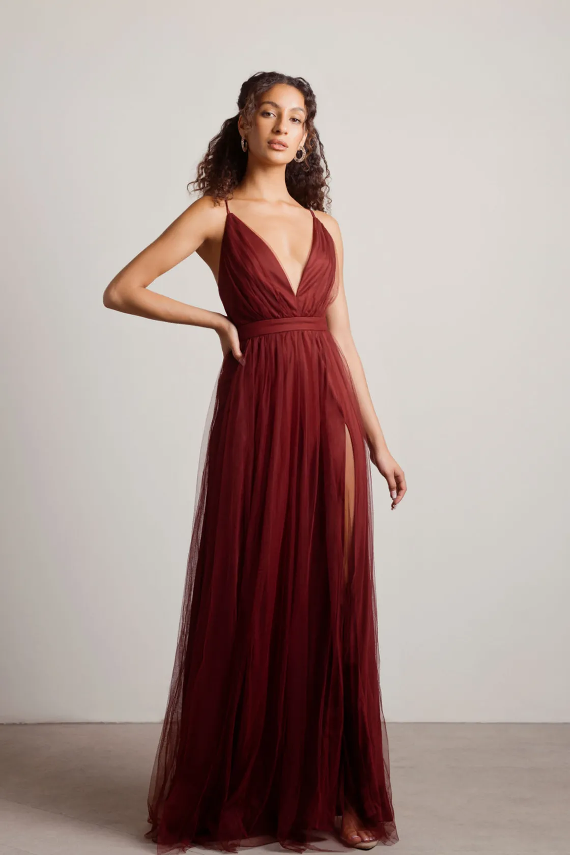 Tobi Night To Remember Chiffon Double High Slit Maxi Dress - Ivory
