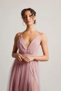 Tobi Night To Remember Chiffon Double High Slit Maxi Dress - Ivory
