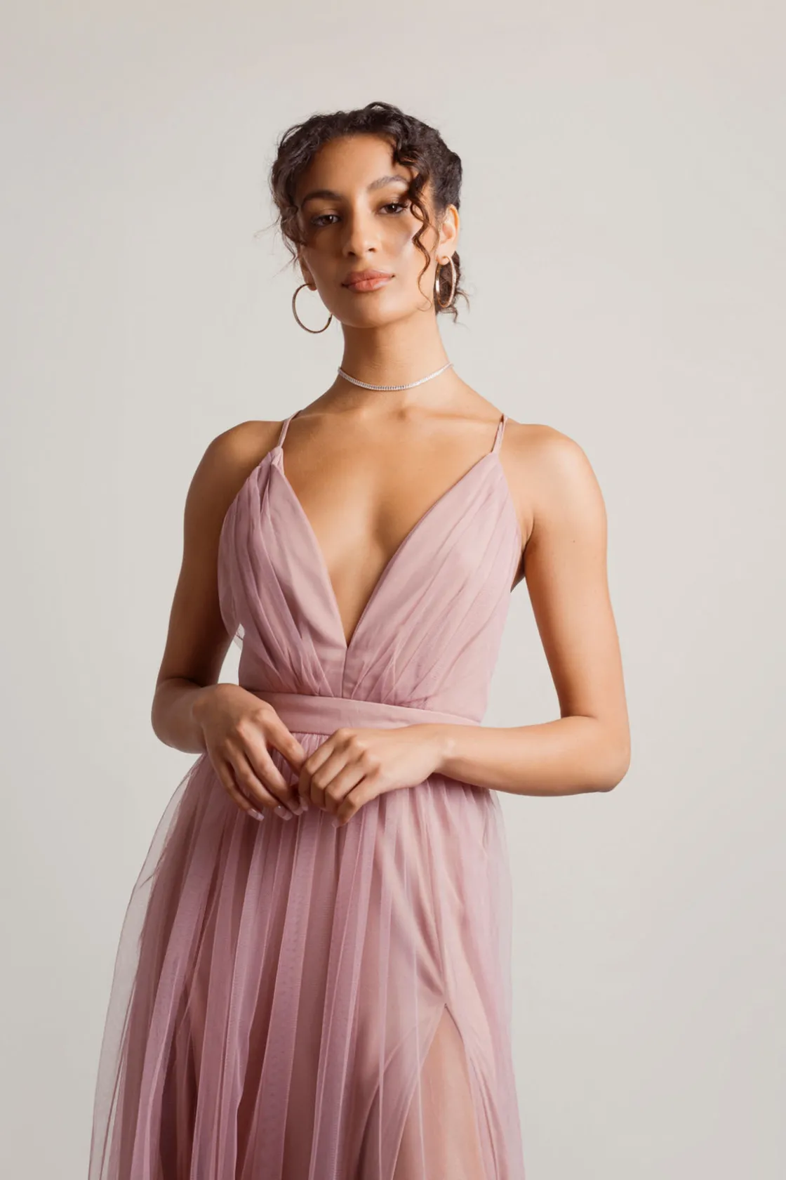 Tobi Night To Remember Chiffon Double High Slit Maxi Dress - Ivory