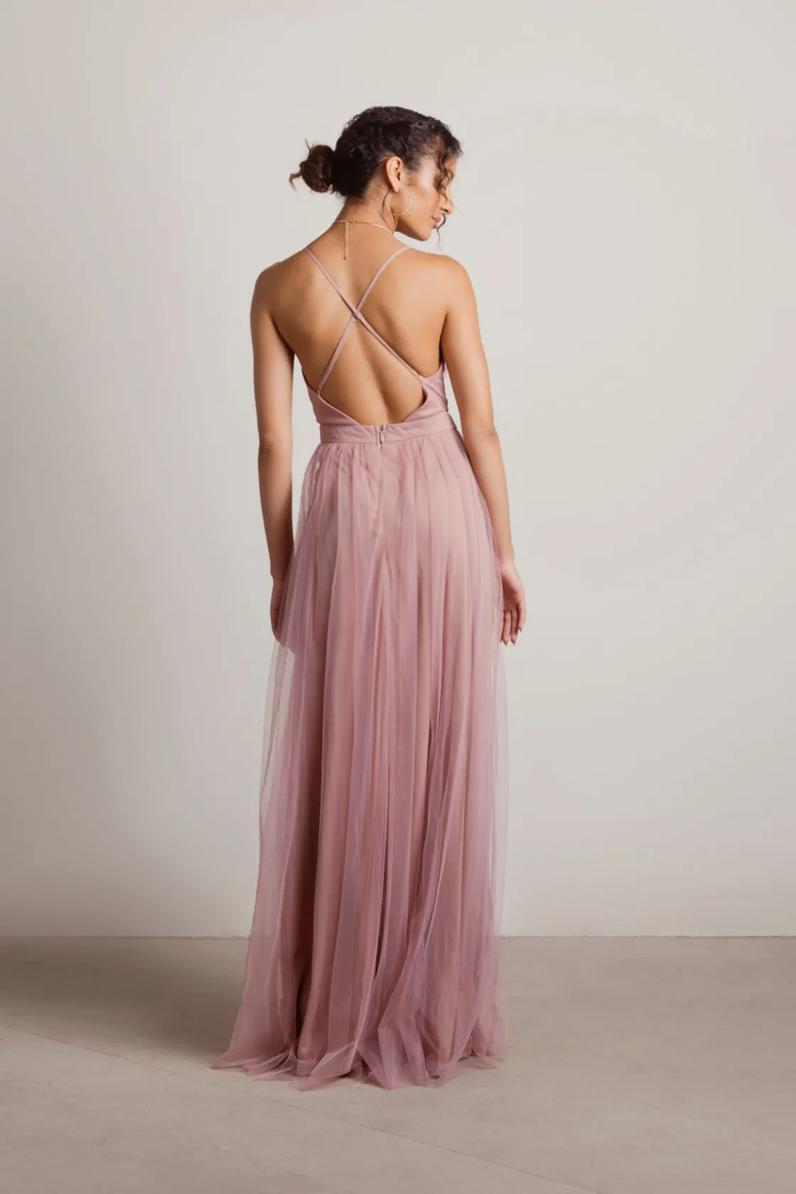 Tobi Night To Remember Chiffon Double High Slit Maxi Dress - Ivory